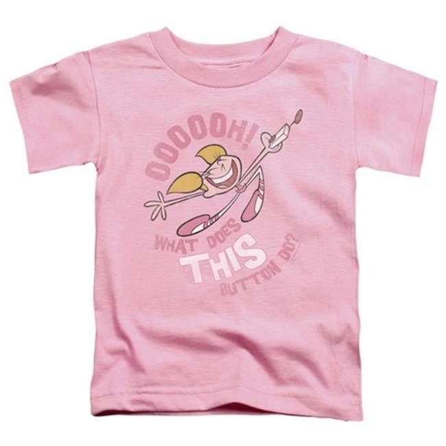 Trevco Dexters Laboratory-Button - Short Sleeve Toddler Tee - Pink Large 4T