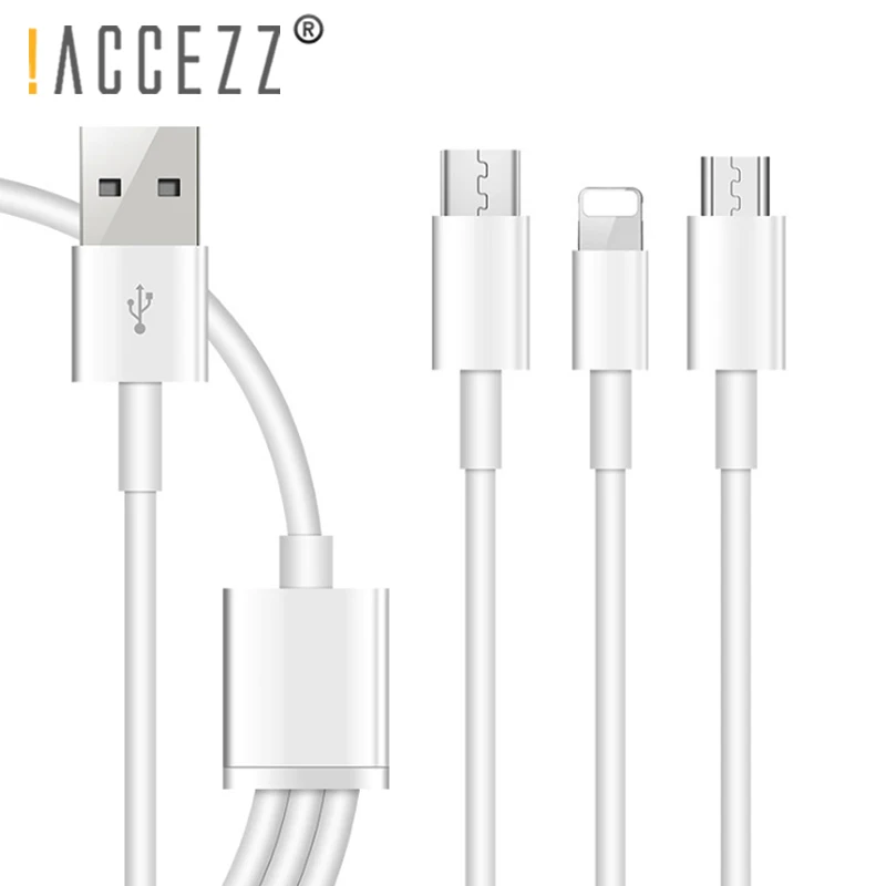 ACCEZZ 3 в 1 USB кабель для iPhone X 7 зарядное устройство с микро usb type C 8Pin порт 3A Быстрая зарядка для Xiaomi huawei кабели