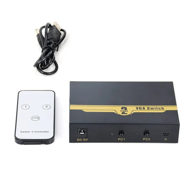 2 port vga switch splitter switcher 2 in 1 out two way vga 500mhz 2560x1600 switch box ir controller for pc hdtv projector lcd 2 port vga switch splitter switcher 2 in 1 out two way vga 500mhz 2560x1600 switch box ir controller for pc hdtv projector lcd