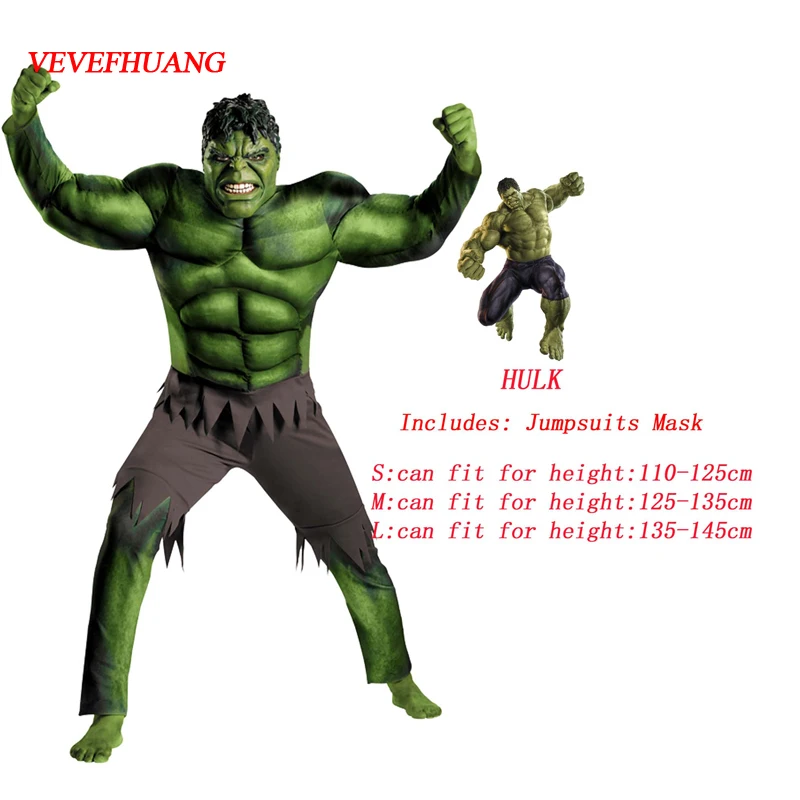 

VEVEFHUANG hulk costume kids boys incredible Children's Superheroes Avengers hulk Halloween muscle Green cosplay costumes
