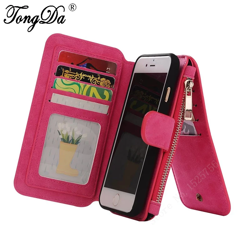 Detachable Case Cover Wallet Mutifunction Hand Bags Card Slot Leather For Apple iPhone 7 Plus |