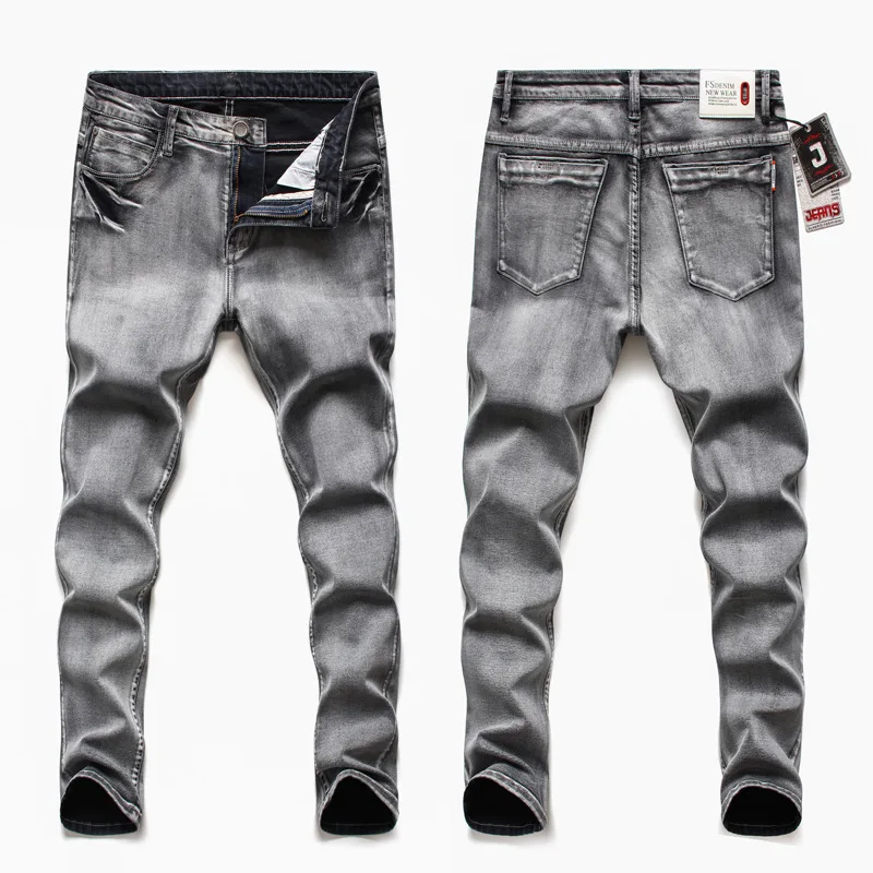 Осень, мужские джинсы, деловые повседневные Прямые серые Стрейчевые джинсы, Классические мужские брюки, большие размеры 28-44, 46 - Цвет: USA SIZE J312