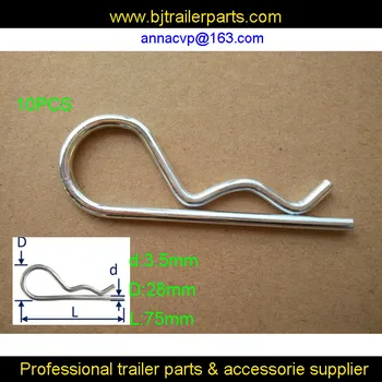 

10PCS R CLIPS 3.5MM X 75MM BRIGHT ZINC PLATED, HITCH BALL MOUNTS PINS PARTS, TRAILER PARTS