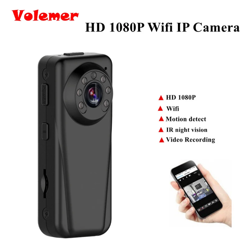 

Volemer Mini Camcorder P2P Wireless IP Camera Video Loop Recording Full HD 1080P DVR Pocket Camera Motion Detetion Wifi Camera