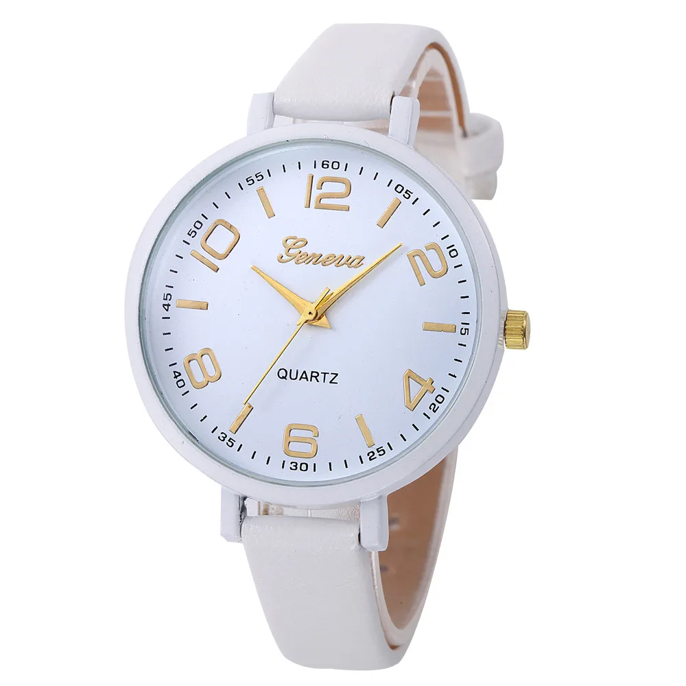 Дизайн Для женщин часы с большим циферблатом, Искусственная кожа аналоговые кварцевые часы для дам со скидкой часы Для женщин часы Montre Femme# BL5