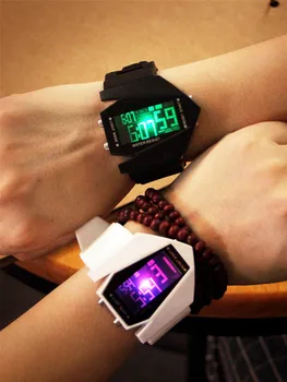 

Men Sport Casual LCD Watches Trend Color Aircraft Men Digital Watch Couple Electronic Clock Silicone Wrist Watch Hodinky Relogio
