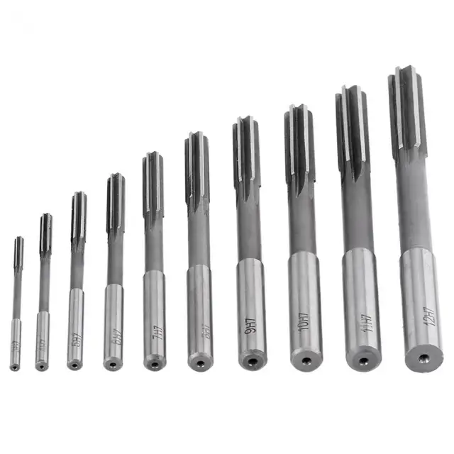 10pcs/set HSS H7 Machine Reamers Straight Flute Reamer Machine Cutter 3/4/5/6/7/8/9/10/11/12mm Woodworking Tools