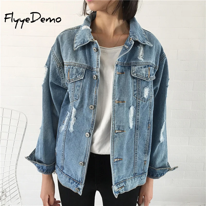 Куртка FlyyeDemo женская джинсовая верхняя одежда с длинными рукавами топ лацканами