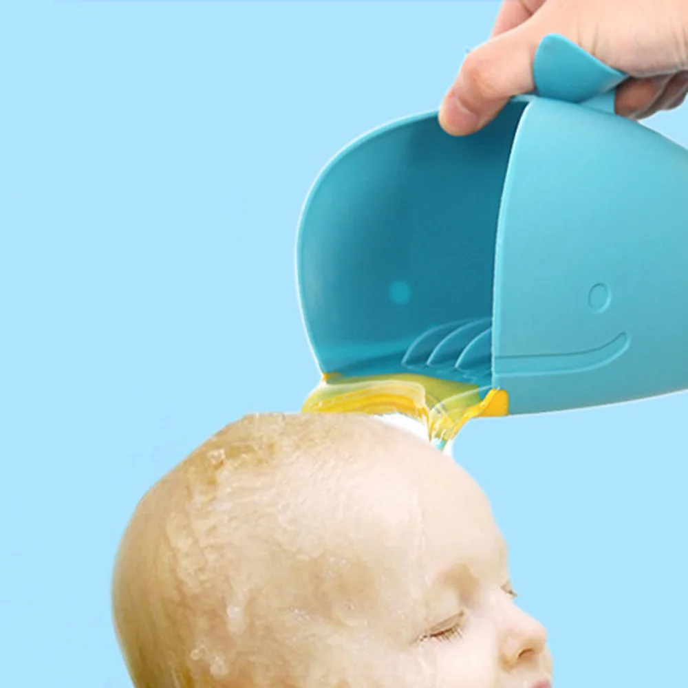 2018 New Arrival Baby Bath Cap Kids Washing Shampoo Cartoon Hair Whale Cup Children Shower Spoons Dropshipping