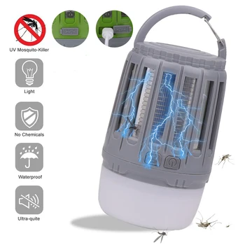 

USB Rechargeable Outdoor LED Camping Light Portable Lantern with Electric Mosquito Killer Lamp Waterproof Emergency Lighting