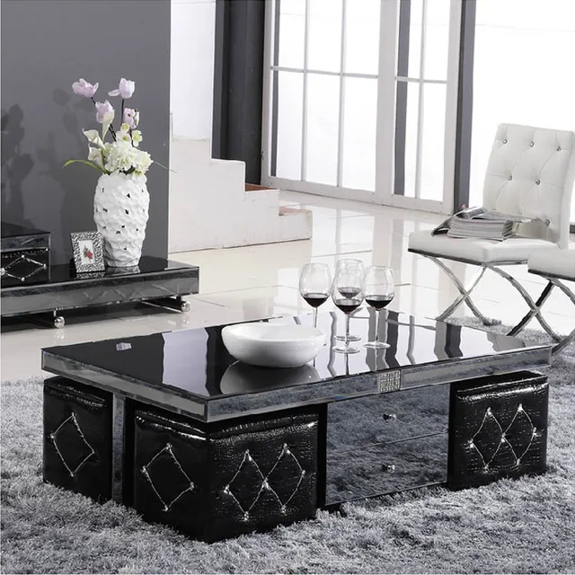 Mirror Gl Coffee Table Storage Tea With Stool Four Drawers Mirror Gl Coffee Table Storage Tea With Stool Four Drawers Teasideend