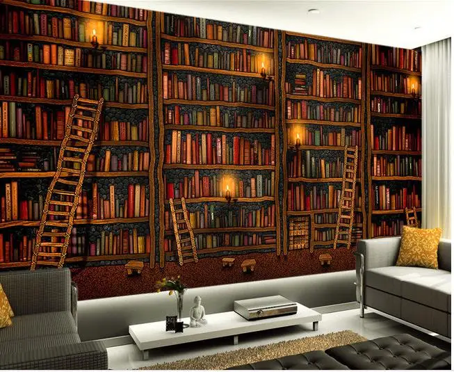 Custom Photo Wallpaper Large Sofa Tv Background Mural Custom Photo Wallpaper Large Sofa Tv Background Mural Wall Bookcase Books Bookshelf 20179443 In Wallpapers From Home