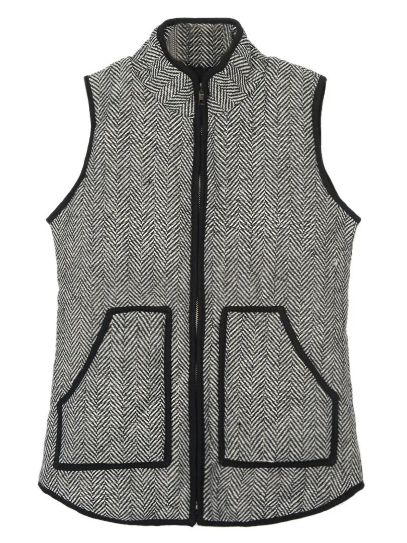 collarless quilted vest