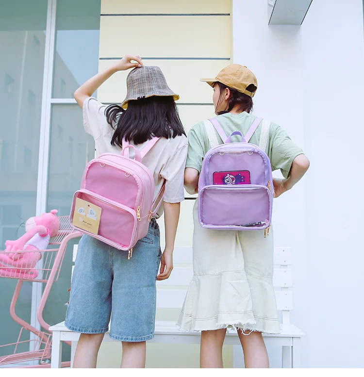 Прозрачные женские рюкзаки с милым бантиком Ita, школьные мини-рюкзаки розового и черного цвета для девочек-подростков, женские рюкзаки года