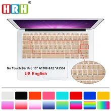 HRH Цветной силиконовый чехол-клавиатура для ноутбука Macbook New Pro 13 A1708(версия без сенсорной панели) и для Mac 12 дюймов A1534