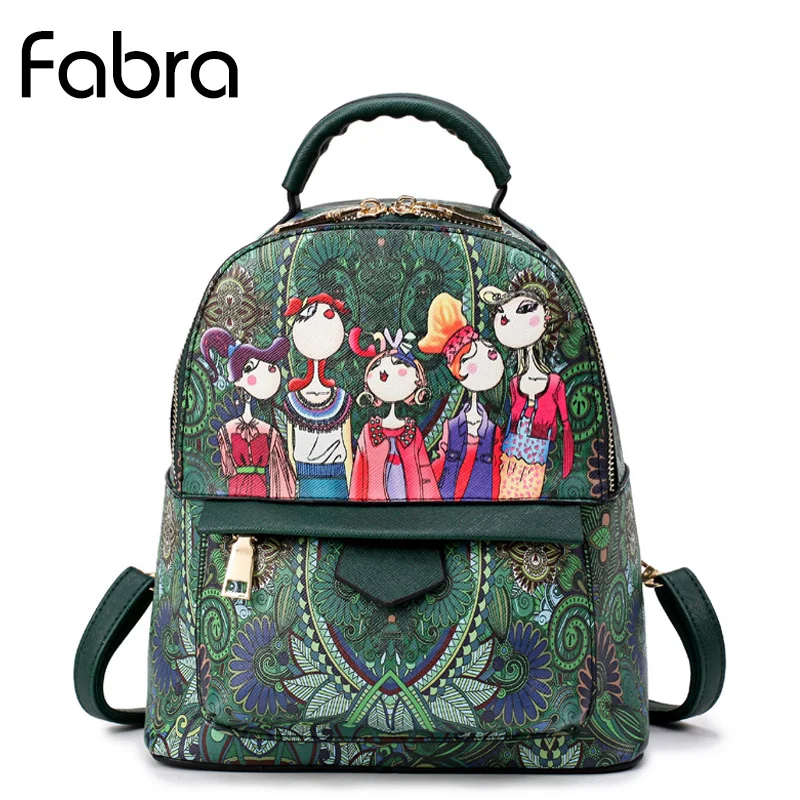 

Fabra Women Cute Cartoon Pu Leather Backpacks Fashion Small Shoulder Bags College School Daily Backpack For Teenagers Daypacks