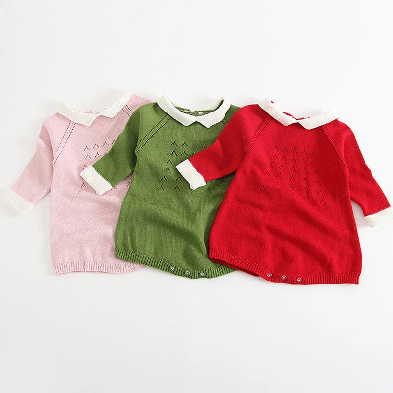 

New 2019 Spring Autumn 1-3Yrs Baby Girl Romper Fashion Brand Overall For Girl Sweet Knitted Cotton Baby Jumpsuits Kids Costumes