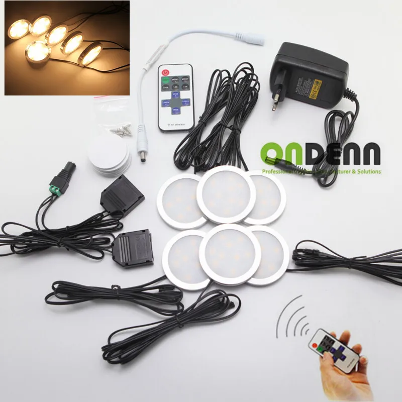 Under Cabinet LED Lights 6 Lamps Set with Wireless RF Remote Control
