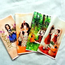 Zengia 23.5x23.5cm linda floresta menina impressão mão tingida tecido para retalhos tela de lona decorativa para sacos/pintura/decoração