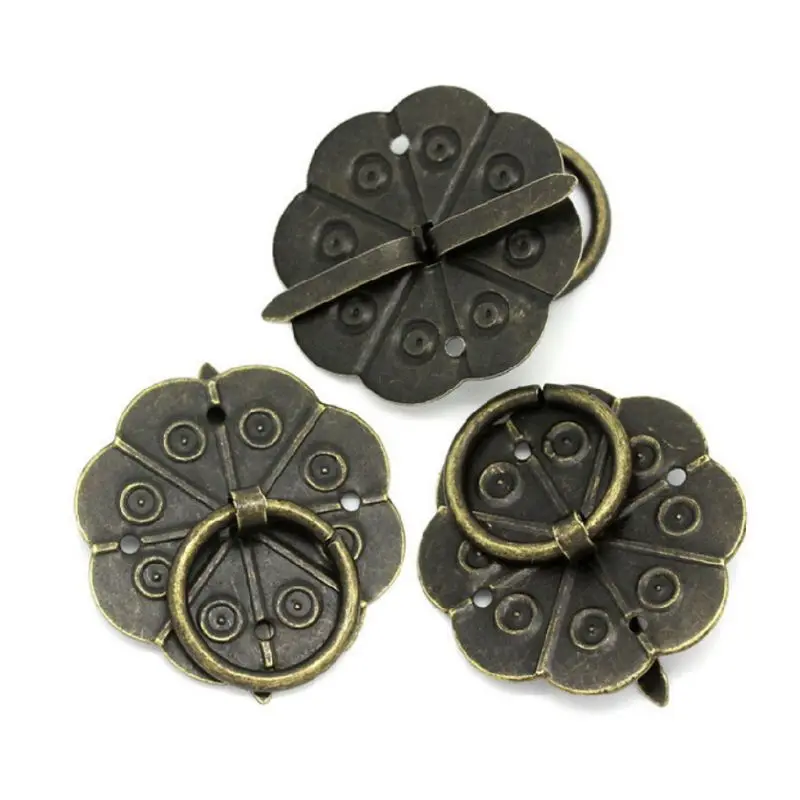 

10Pcs Bronze Vintage Drawer Handle Classical Quincunx Cabinet Desk Door Pull Box Knobs Furniture Hardware With Screws