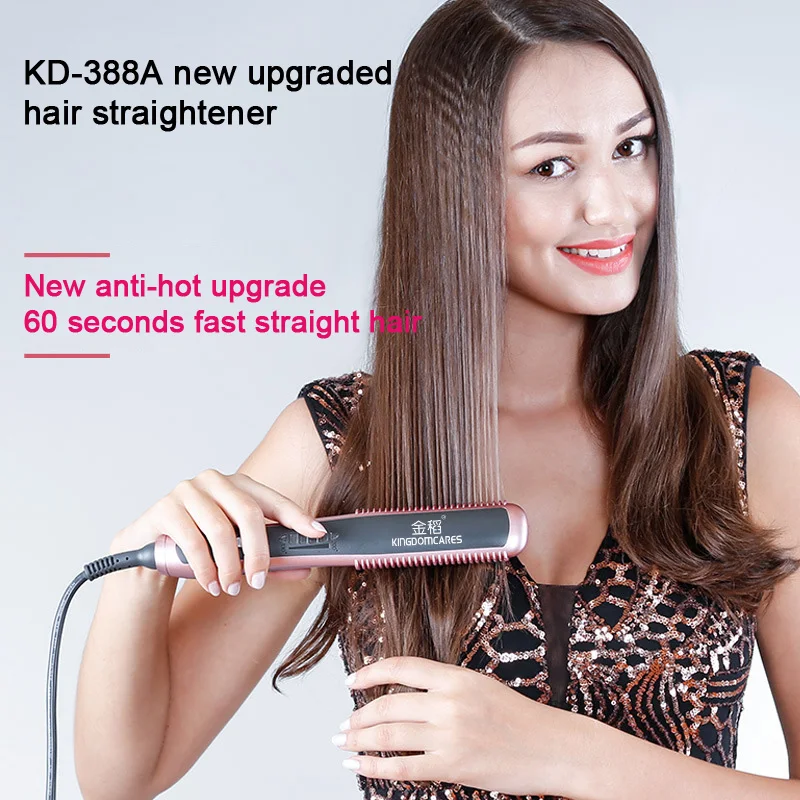 Professional Negative Ions Ceramic Hair Straightener Comb Brush