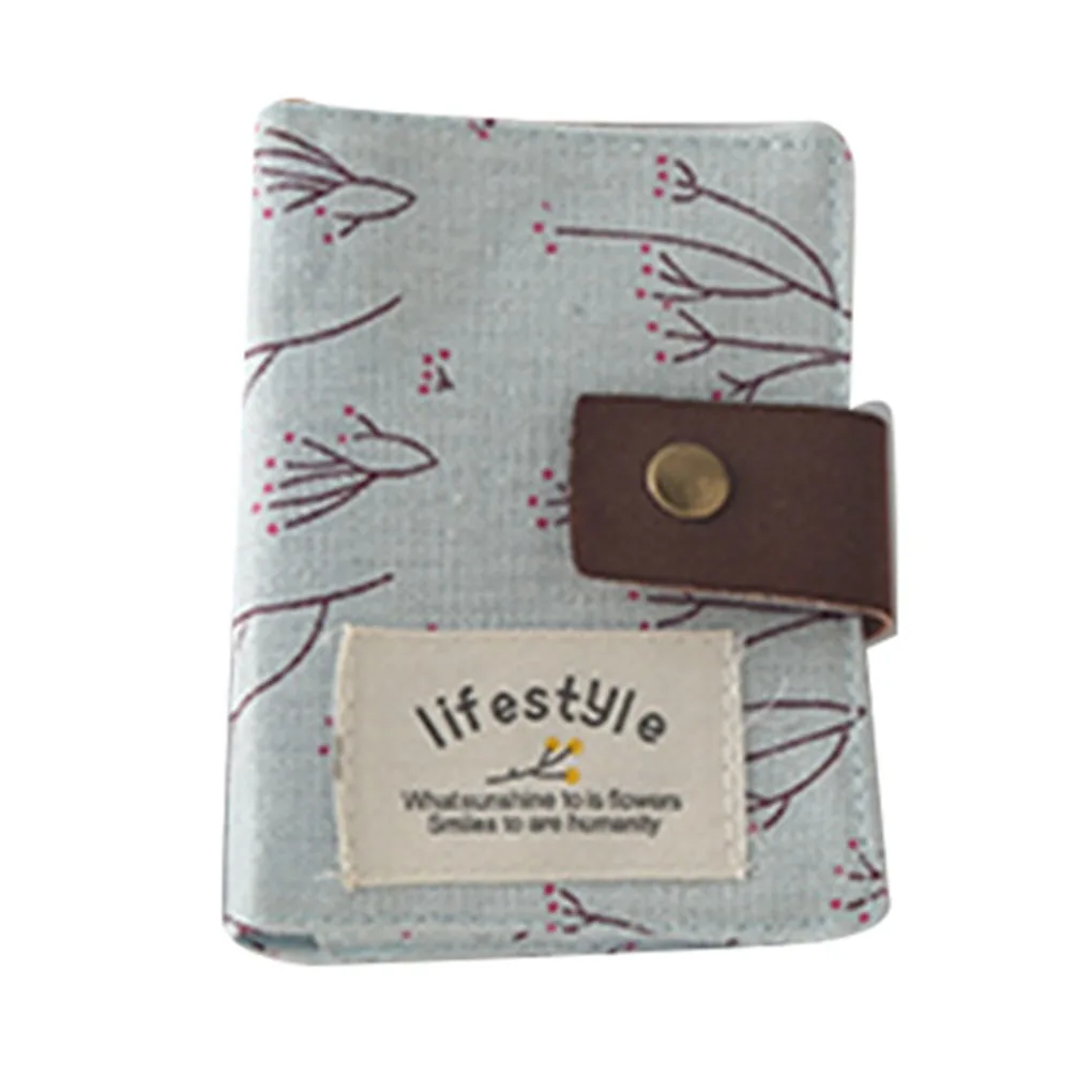 

20-bit Korean Flowers Canvas Card Package ID Credit Card Holder Wallet