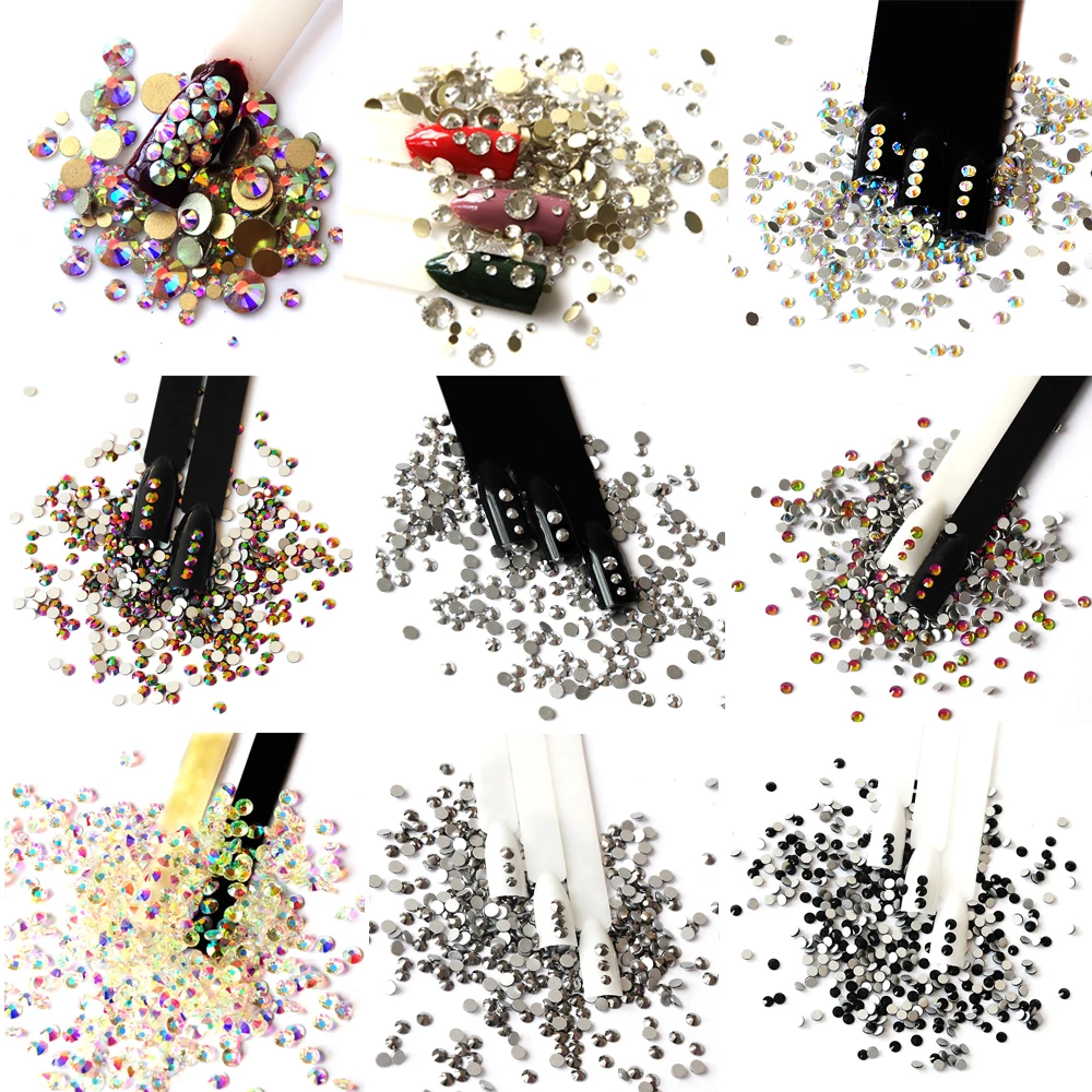 Glitter Rhinestones Mix Colors Crystal AB SS3-SS20 Non Hot Fix FlatBack Strass Sewing Fabric Garment Nail Art DIY Rhinestone | Красота и
