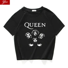 Блестящая рок-группа футболка с надписью Queen shirt femme хлопковая уличная футболка Фредди Меркурий женские топы хипстерский укороченный топ Женская одежда
