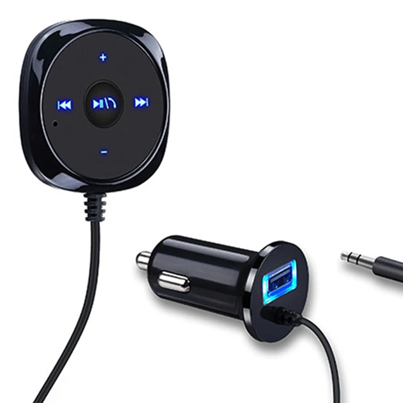 Bluetooth Aux Wireless Car Kit Music Receiver 3.5mm Adapter Handsfree LED Car AUX Speaker with USB Car Charger For iPhone 6 7 5s