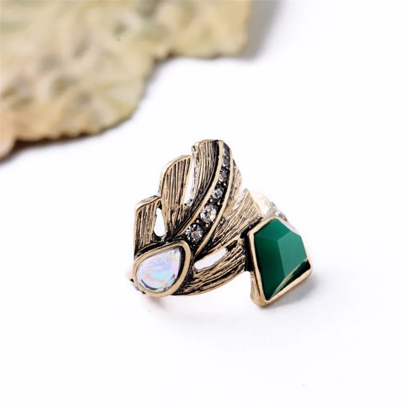 Женское акриловое кольцо с геометрическим рисунком в стиле ретро|green stone ring|stone rings