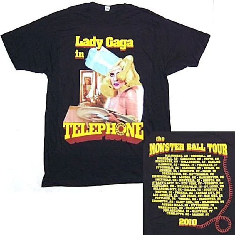 2018 модная женская Футболка с рукавами Gaga Phone Monster Ball Tour 2010 2011 черная футболка новая