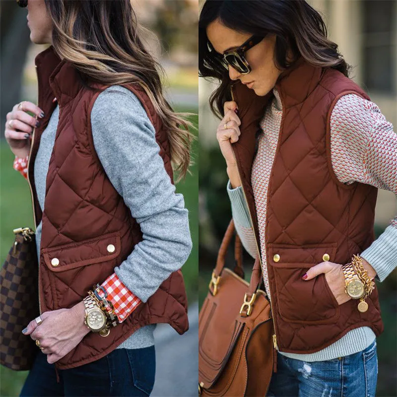 

Winter Women Slim Cotton Warm Vest Coat Solid Sleeveless Jacket Vest Waistcoat 2018 Fashion 5 Colors