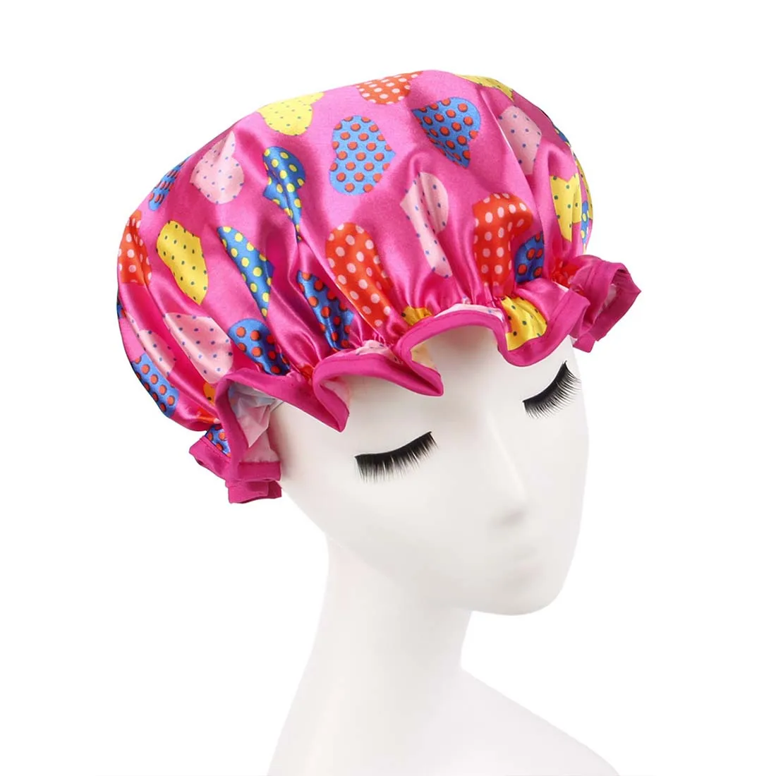 Women Shower Cap Colorful Bath Shower Hair Cover Waterproof Bathing Cap