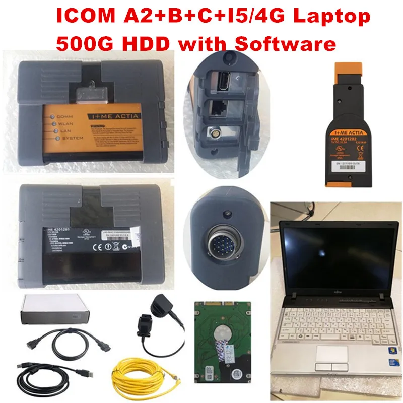 ICOM A2 obd2 сканер + B C и Подержанный ноутбук компьютер 500G с программным HDD (ISTA-D: 4.14.12