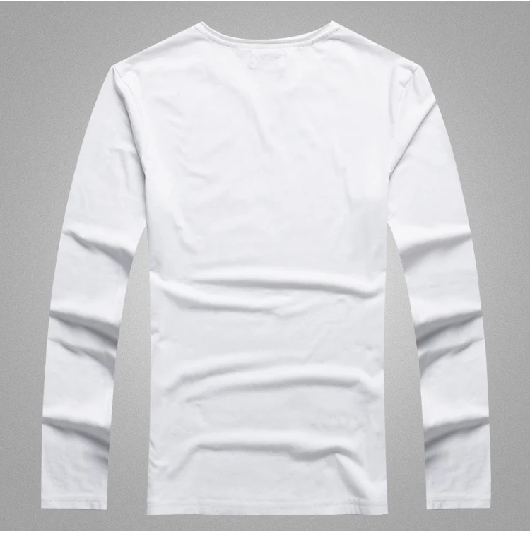 Новая Осенняя мужская одежда, маленький v-образный вырез, эластичная футболка с длинным рукавом, мужская повседневная хлопковая тонкая Приталенная футболка в европейском стиле T951