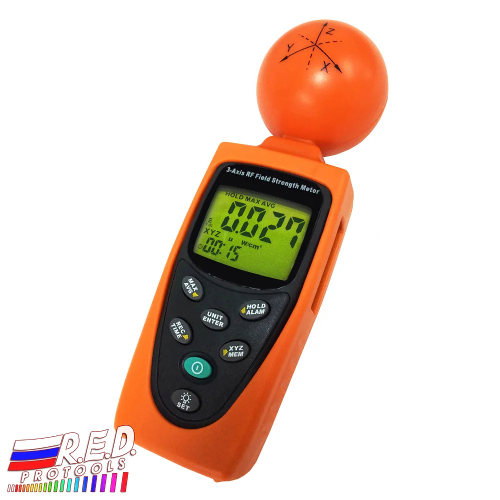 

Portable Handheld 3-AXIS EMF RF Digital Radiation ElectroSmog Power Isotropic Meter Tester 38mv ~ 11v/m Range Made in Taiwan