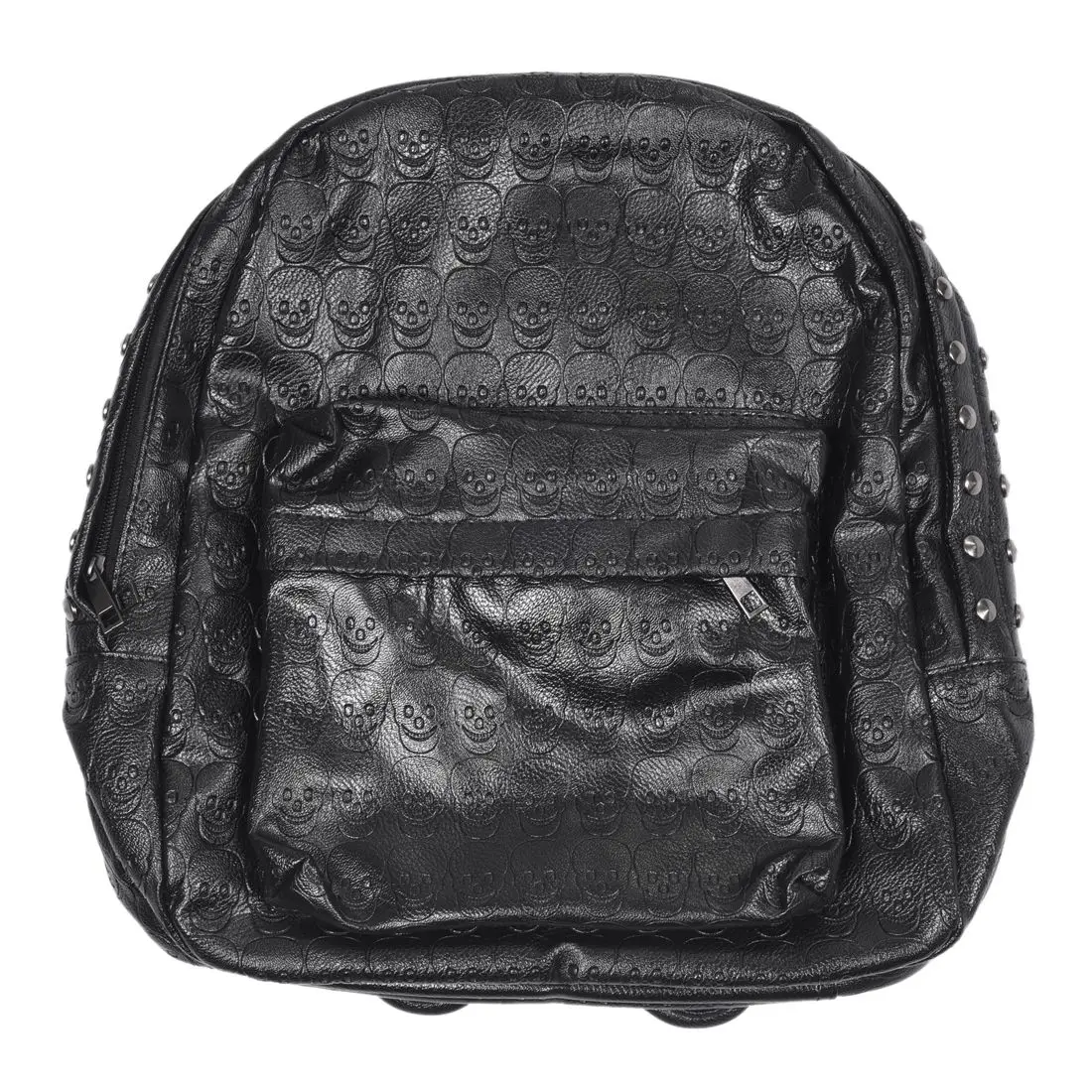 Шикарный модный рюкзак сумка черная заклепка Готический PU череп узорчатый для женщин молодых девушек сумка на плечо
