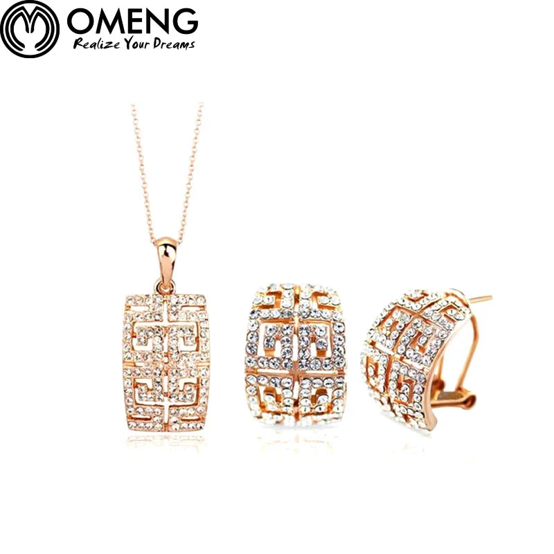 OMENG Luxury Austrian Crystal Jewelry Sets Alloy High
