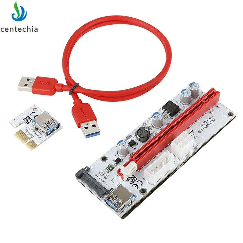 008 PCI E Express 1x до 16x Райзер карта USB3.0 удлинитель кабеля для майнера SATA 4PIN 6PIN адаптер