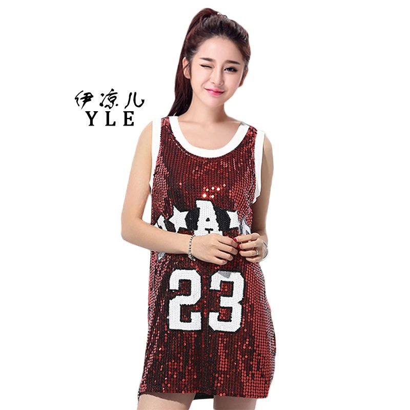 Women T Shirt Jazz Dance Costume Mini Dress Modern Dance Performance