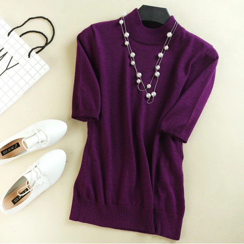 2019 Women's Cashmere Turtleneck Short Sleeve Knitted Sweater Tee Base T Wool Cashmere Brand Sweater Women Rider Wool sweater 2019 Women's Cashmere Turtleneck Short Sleeve Knitted Sweater Tee Base T Wool Cashmere Brand Sweater Women Rider Wool sweater