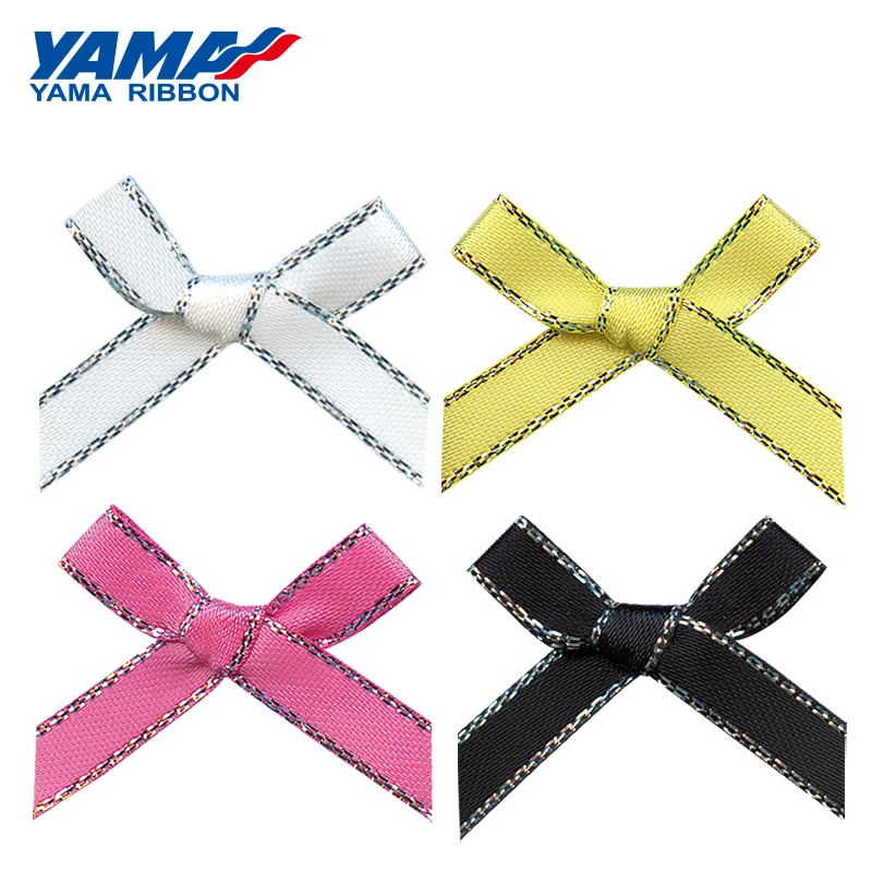 YAMA широкий 32mm±3mm высокое 27mm±3mm ручной завязанный 200 шт./пакет атласная цвета: золотистый, серебристый край изнаночные лента подарочная коробка в виде украшения свадебные ленты