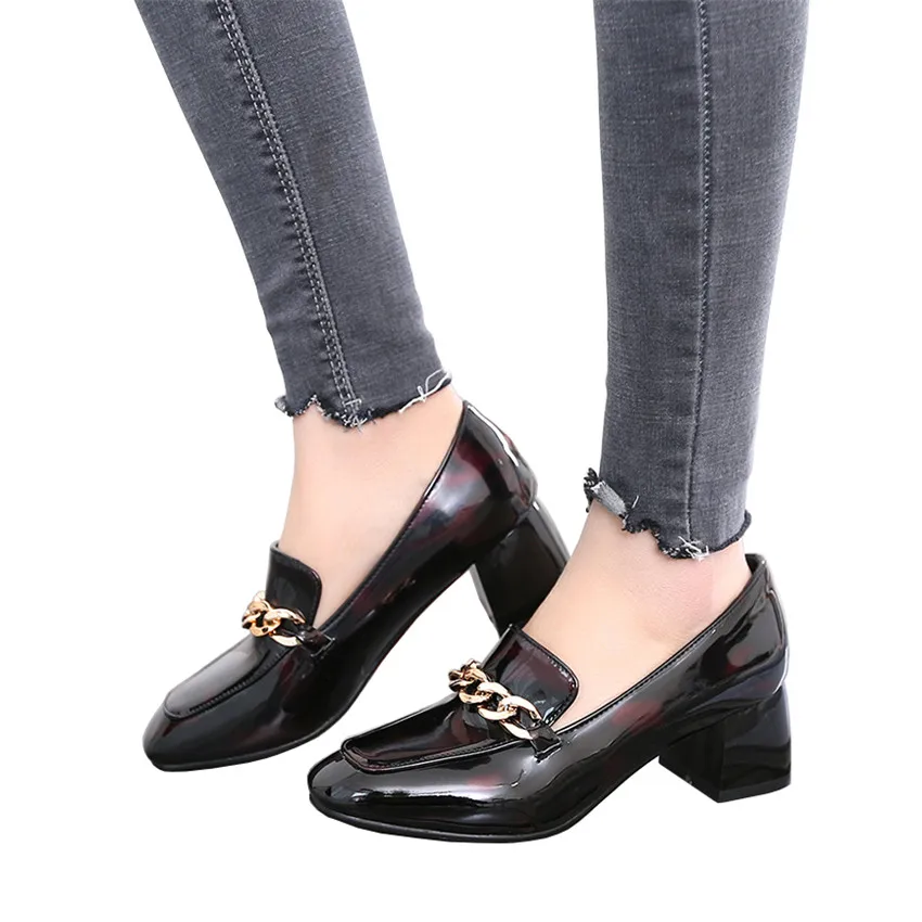 square toe heeled loafers