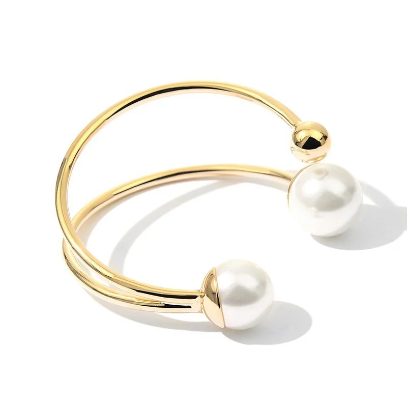 

New Comming Korea Style Pearl Bracelet Fashion Simple Personality Open Bracelet Ring Adjustable Wristband Bangle For Women Girls
