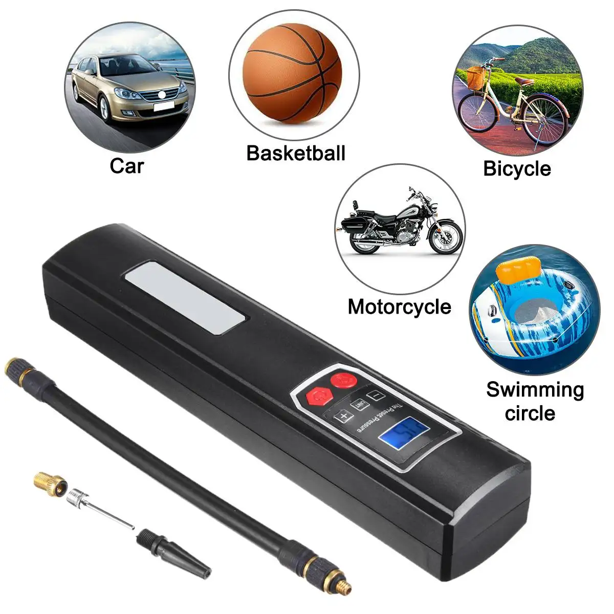

12V 120PSI interface portable air compressor Inflatable pump LCD display for car bicycles Tires Balls Swimming Rings with Light