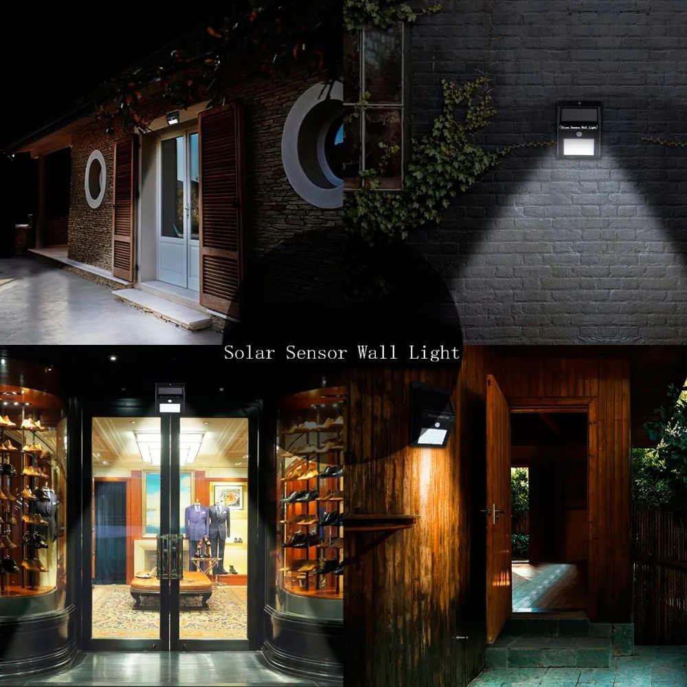 Waterproof Led Solar Lamp Human Body Induction Solar Light 20leds Powerful Solar Garden Lights Black One Size
