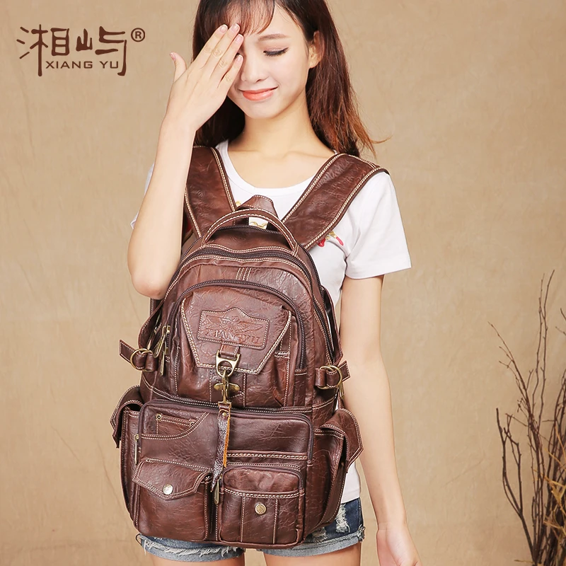 Xiangyu 2015 New Female School Backpack Retro Coffee Color Shoulderbag