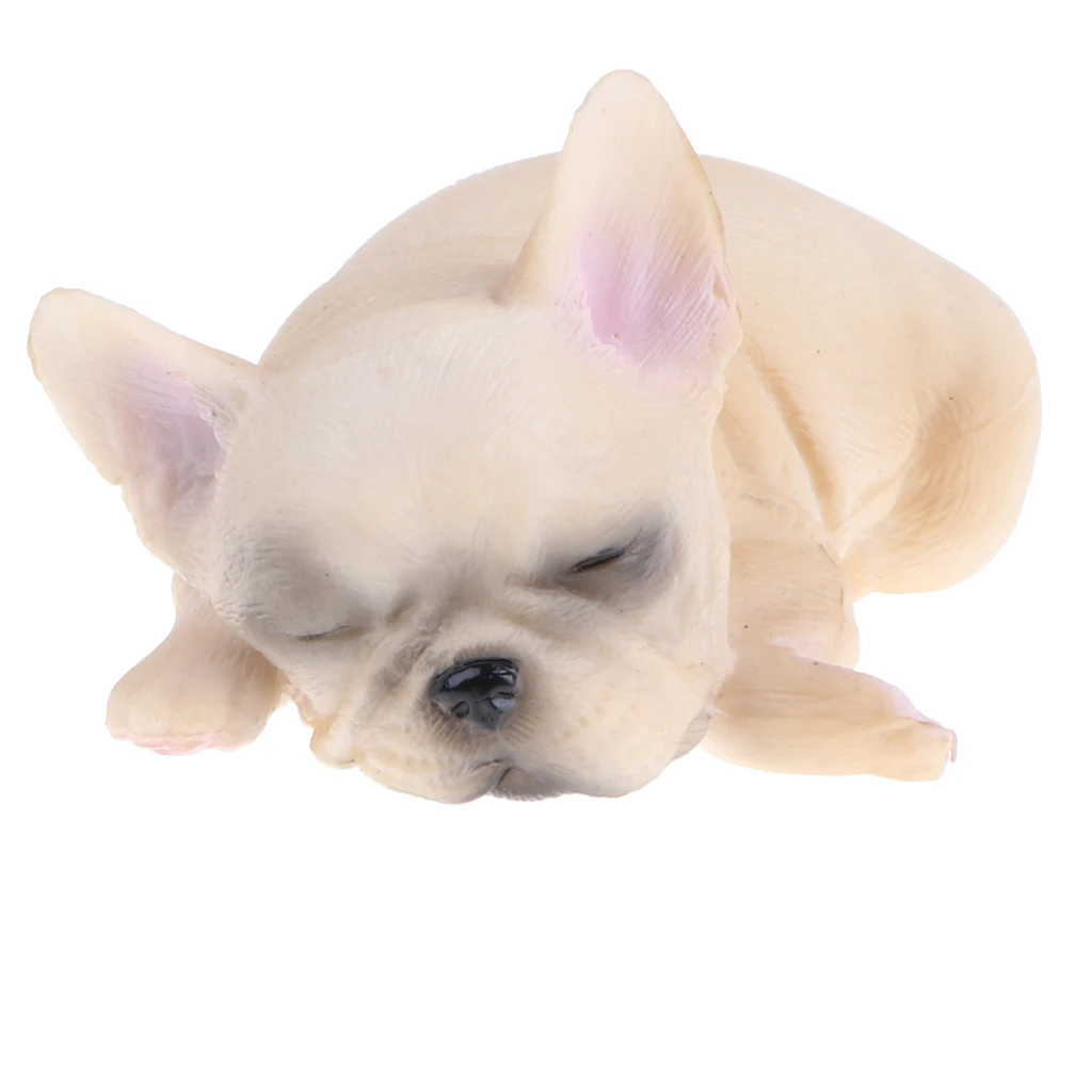 2x Sleeping Little French Bulldog Dog Animals Action Figure Pet Dog Wild/Farm Animal Models Educational Nature Toy