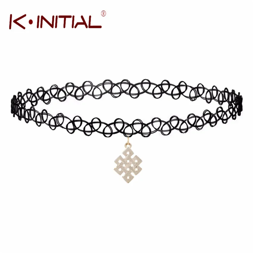 Kinitial крошечное бесконечное с узлом для шеи свисающее ювелирное изделие женщин