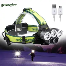 SKYWOLFEYE фар 80000LM T6 5X светодиодный налобный фонарь Ультра-яркий 18650 Батарея Водонепроницаемый Кемпинг туристический нож фонарик+ кабель USB PJW